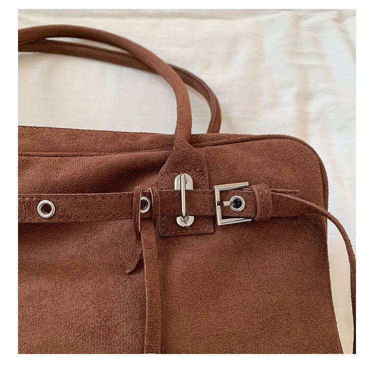 Sac Tote Femme Grande Capacité Cuir Suédé MDN - Vintage Élégant Bureau