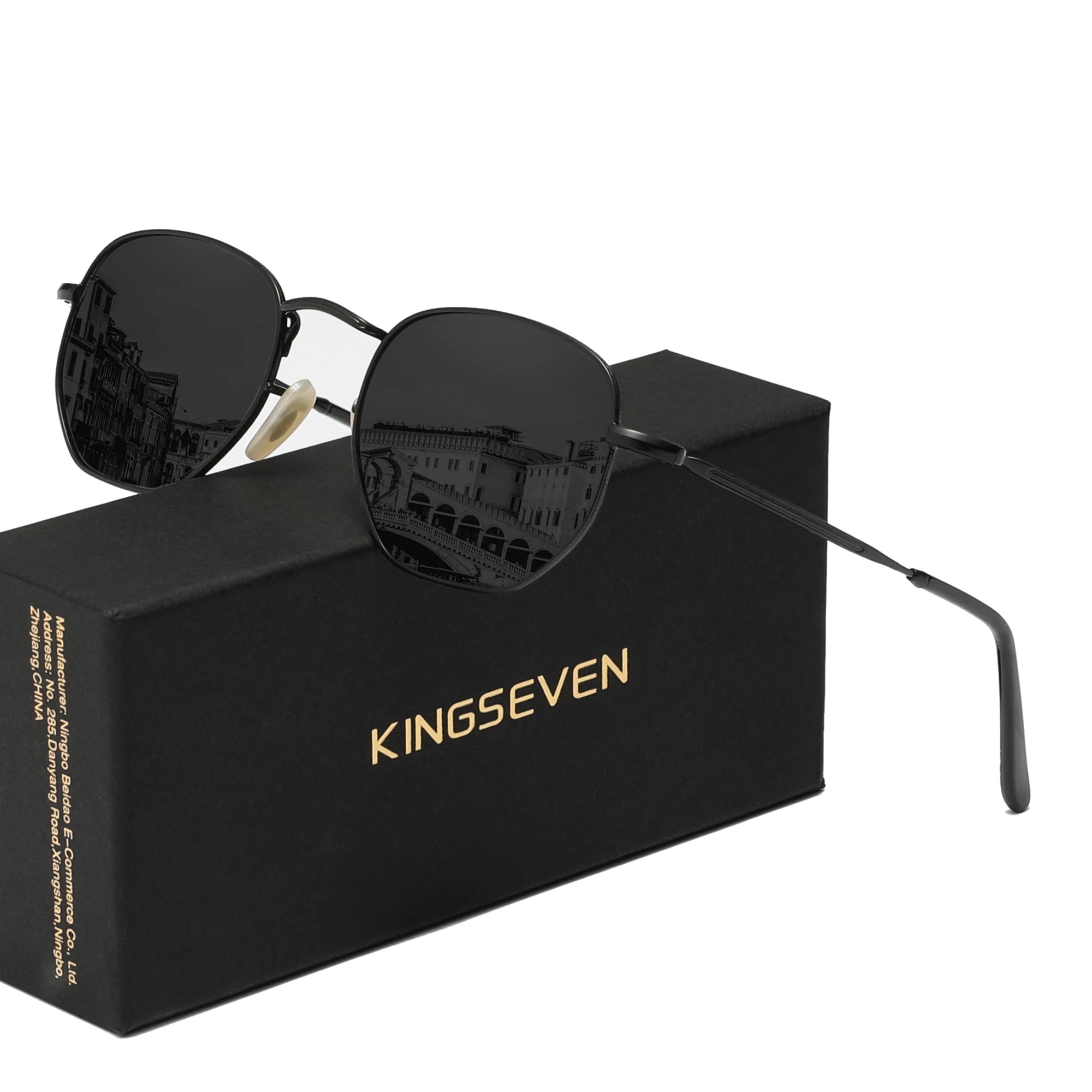KINGSEVEN Lunettes de Soleil Rondes Polarisées UV400 Femme Miroir Alliage | MDN Store 25
