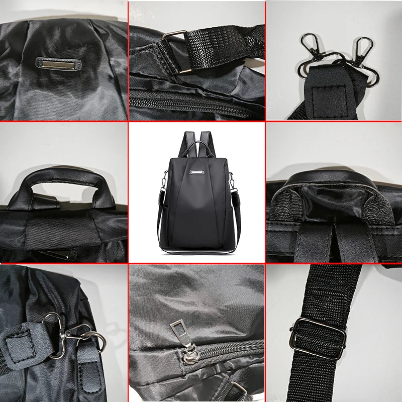 Sac à Dos Femme Nylon Casual Couleur Unie Bandoulière Détachable - MDN