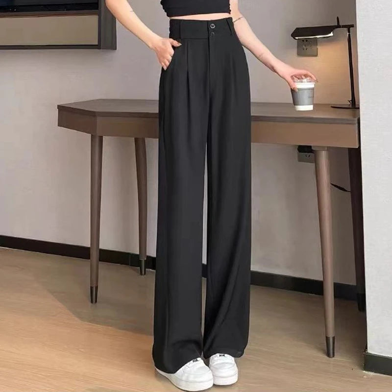 Pantalon Femme Taille Haute Droit Été Léger Costume | MDN Store