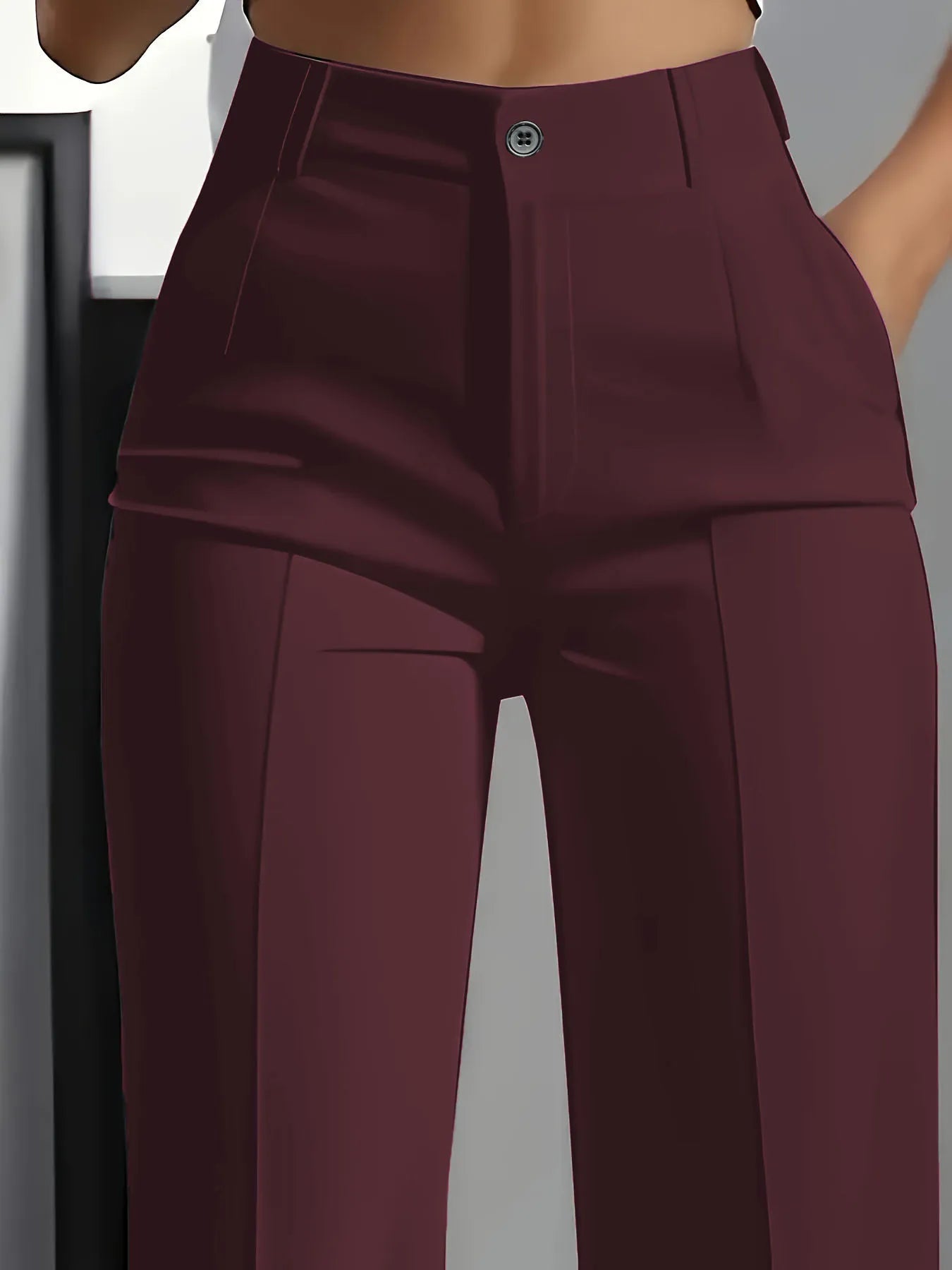 Pantalon Femme Taille Haute Drapé Coupe Droite Élégant | MDN Store