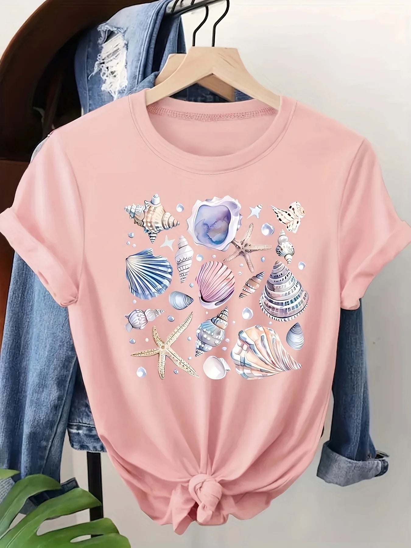 T-Shirt Coquillage Etoile de Mer Femme Motif Plage Manches Courtes | MDN Store 25