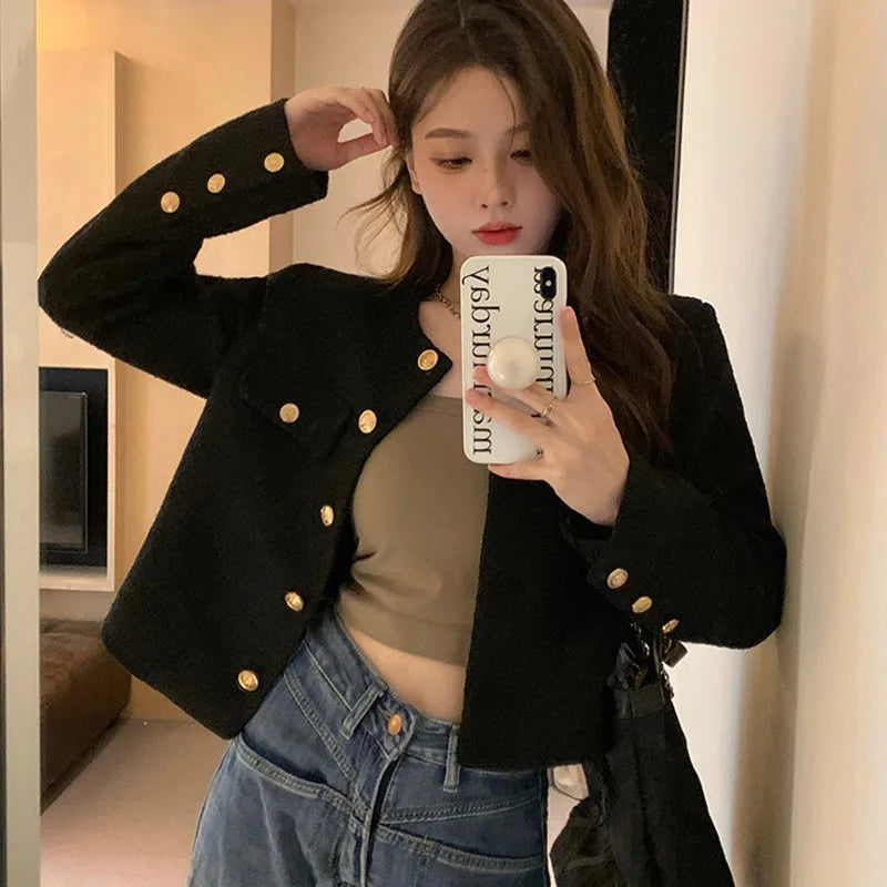 Veste Tweed Courte Élégante Femme Automne-Hiver | MDN