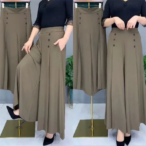 Pantalon Large Femme Vintage Café Taille Haute | MDN Store