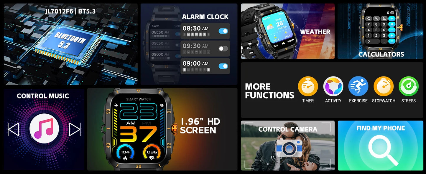 Montre Connectée Sport 1.96" Appels Bluetooth Étanche | MDN