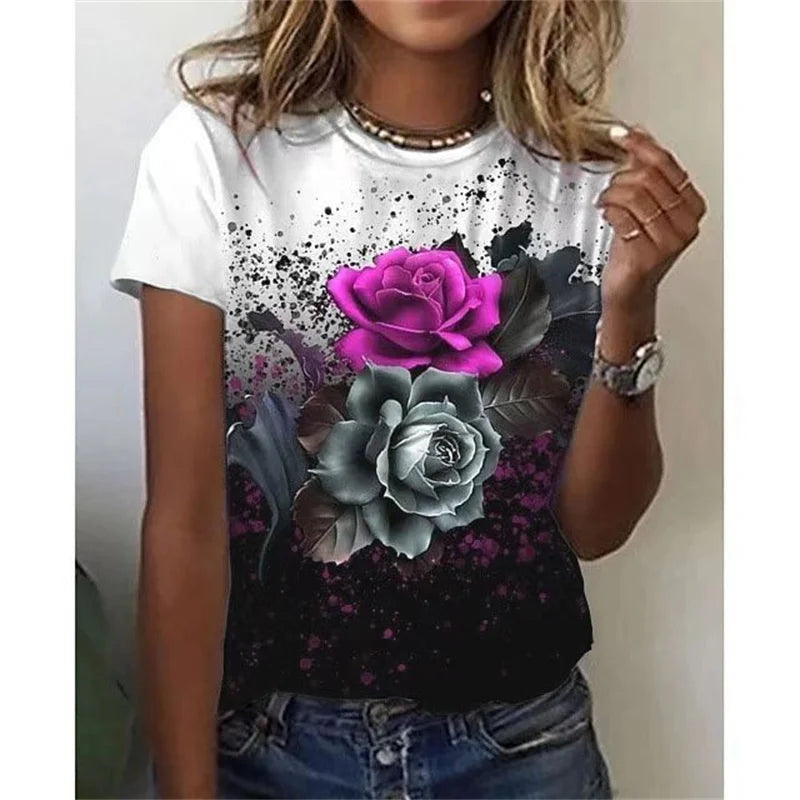 T-Chemise Fleurs Colorées 3D Oversize Femme | MDN Store