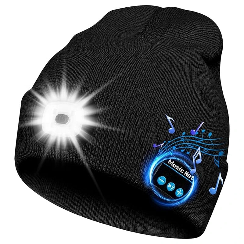 Bonnet Bluetooth 5.0 LED Hiver avec Écouteurs Sans Fil Micro Rechargeable | MDN