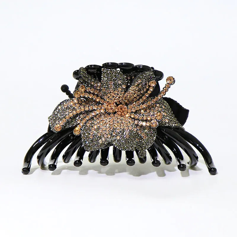Pince Cheveux Double Fleur Strass Luxe - Barrette Crabe Élégante | MDN Store