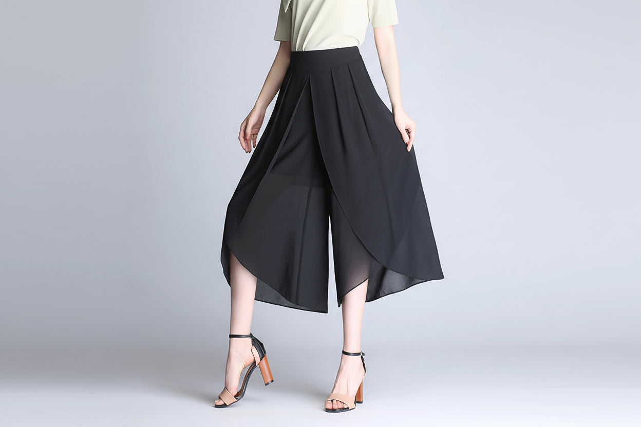Pantalon Large Mousseline Taille Haute | MDN Store