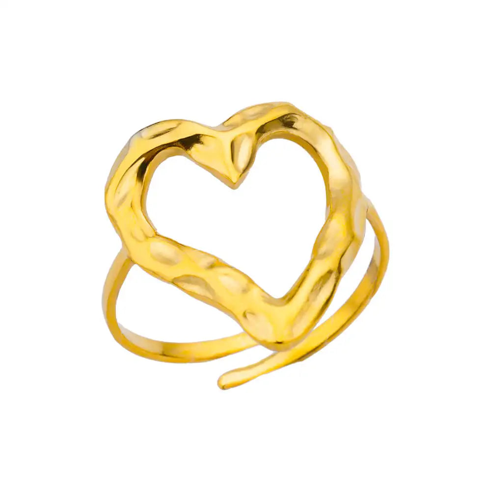 Bague Géométrique Acier Doré Ajustable | MDN Store