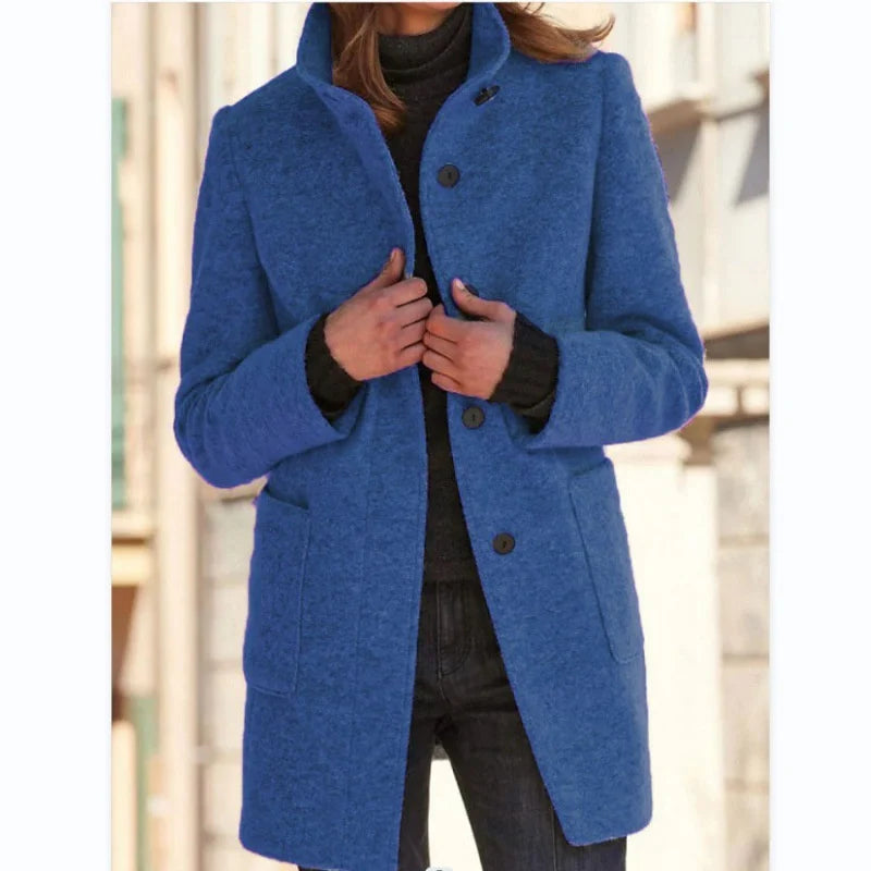 Manteau Femme Tweed Col Montant Vintage - Long Cardigan Automne Hiver | MDN Store