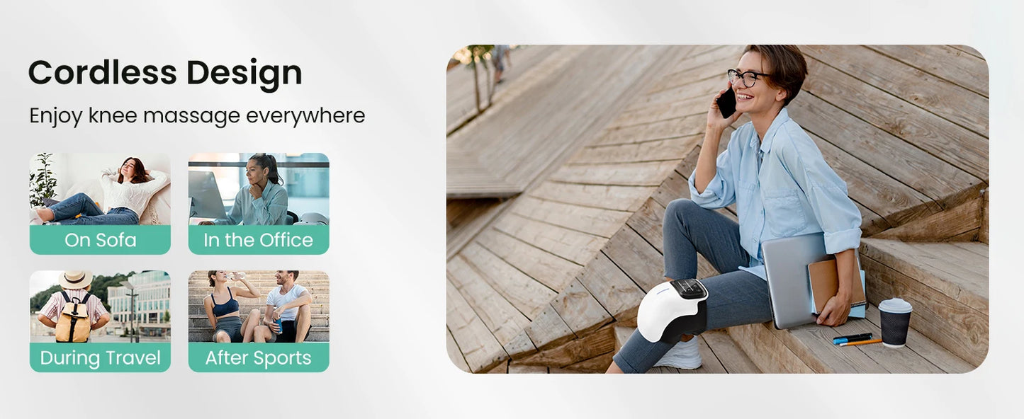 Masseur Genoux Sans Fil Infrarouge LED - Thérapie Chaleur 3 Niveaux | MDN