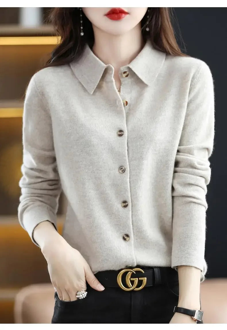 Cardigan Femme Col Polo Loose Fit Tricot Doux 9 Coloris S-XXL | MDN Store