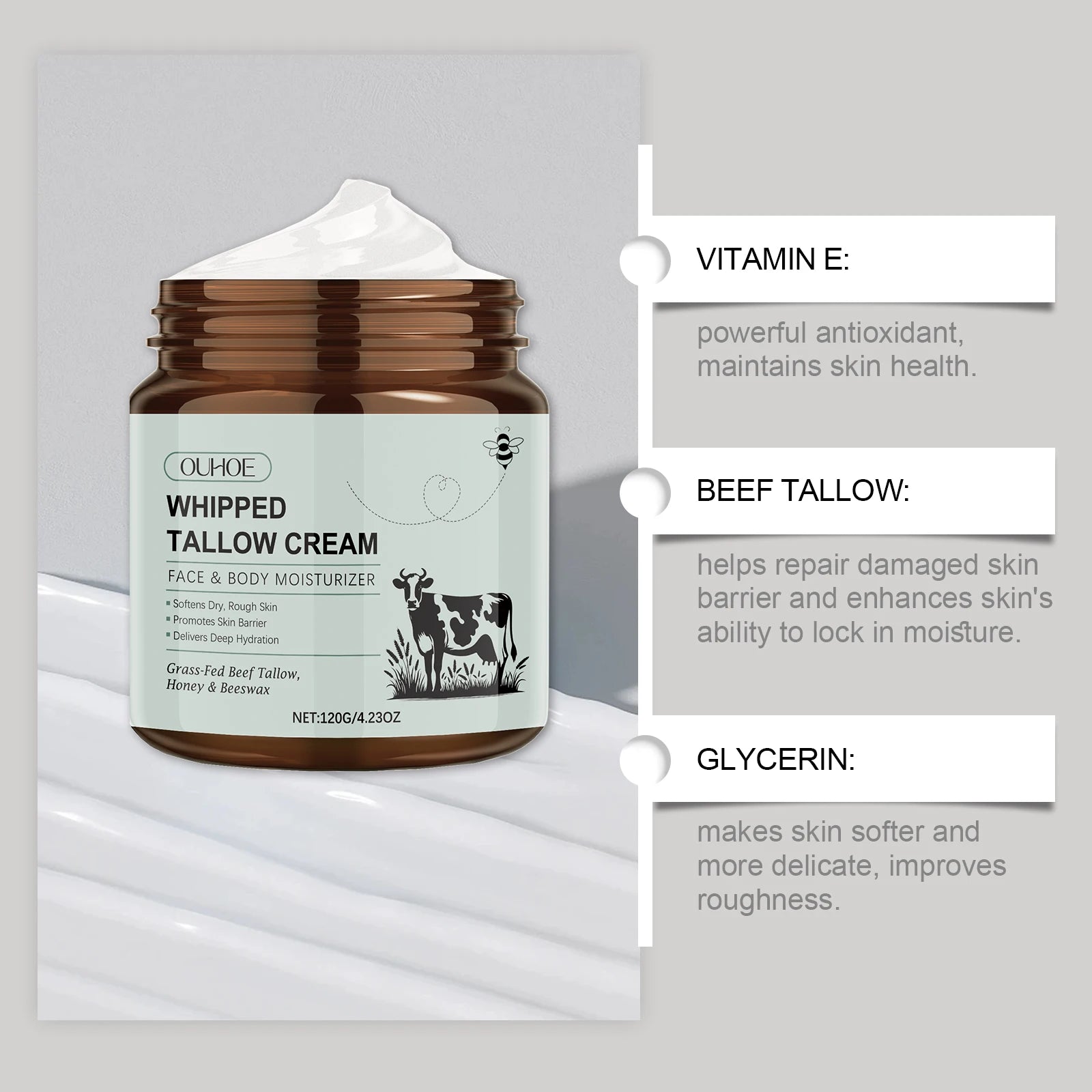Crème Hydratante Suif de Bœuf Éclaircissant Raffermissant Corps | MDN Store