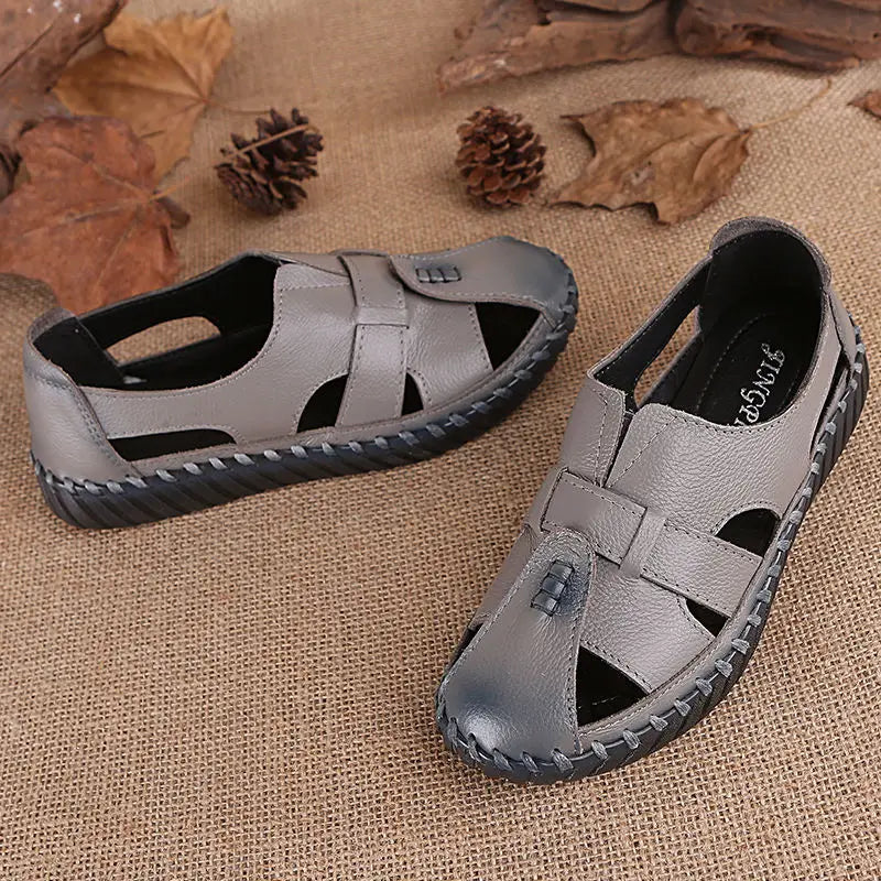 Sandales Talons Carrés Cuir Brodées Lorilury | MDN Store
