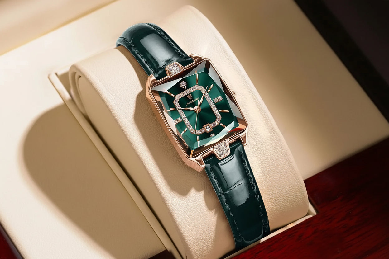 Montre Femme Rectangle Cuir POEDAGAR - Luxe Étanche Date Quartz Élégante Cadeau | MDN