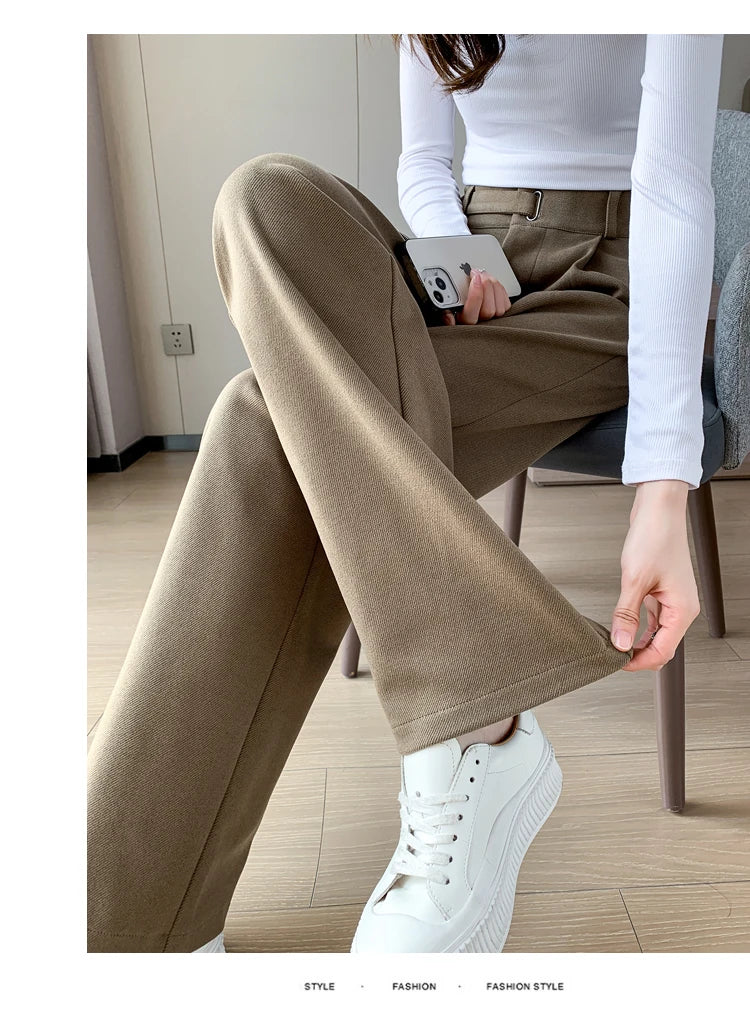 Pantalon Laine Large Femme Boutons Milk Tea | MDN Store