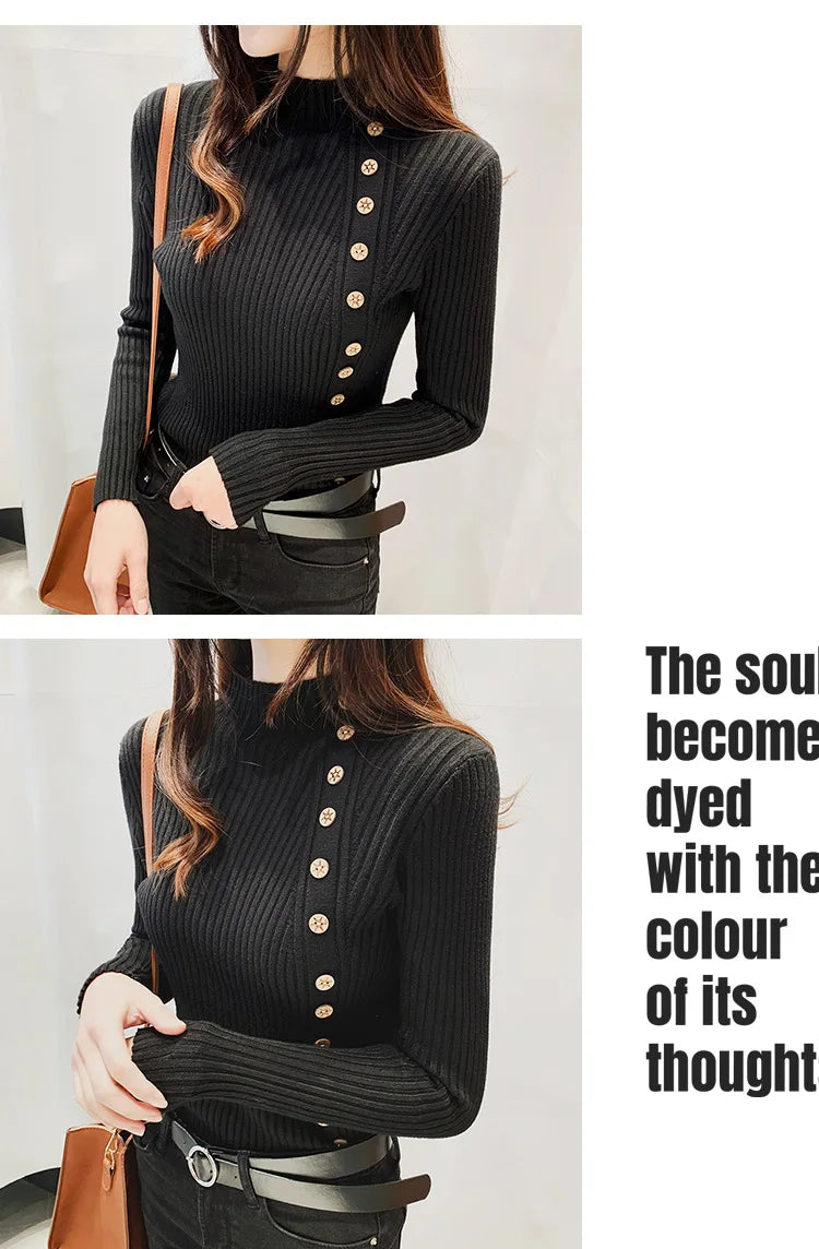 Pull Col Polo Femme Boutons Coupe Ajustée Maille Epaisse 7 Coloris | MDN Store