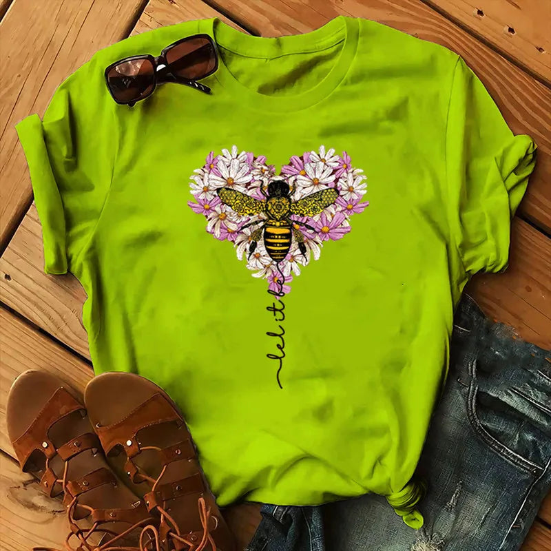 T-shirt Coton Abeille Fleurs Oversize Femme | MDN