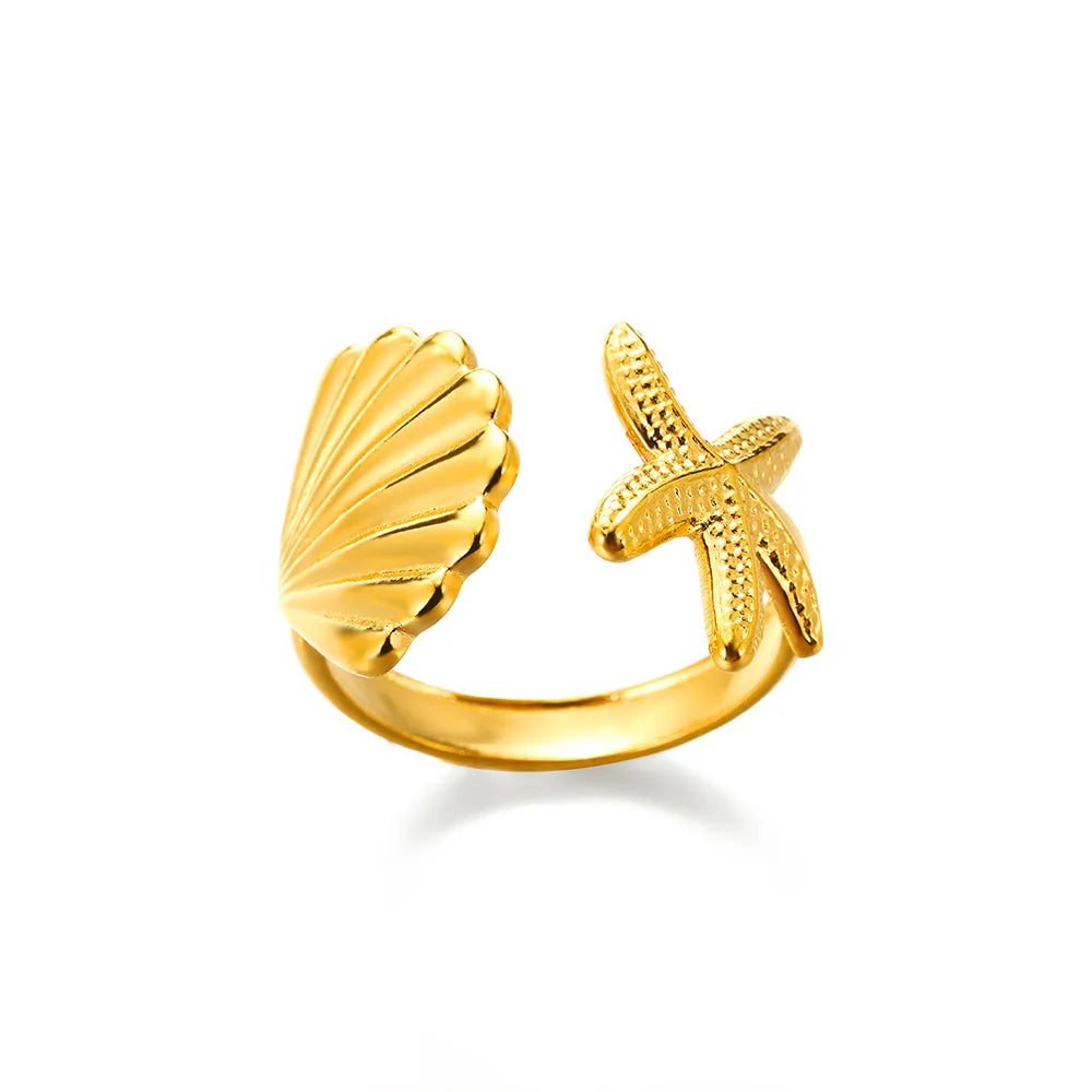 Bague Géométrique Acier Doré Ajustable | MDN Store
