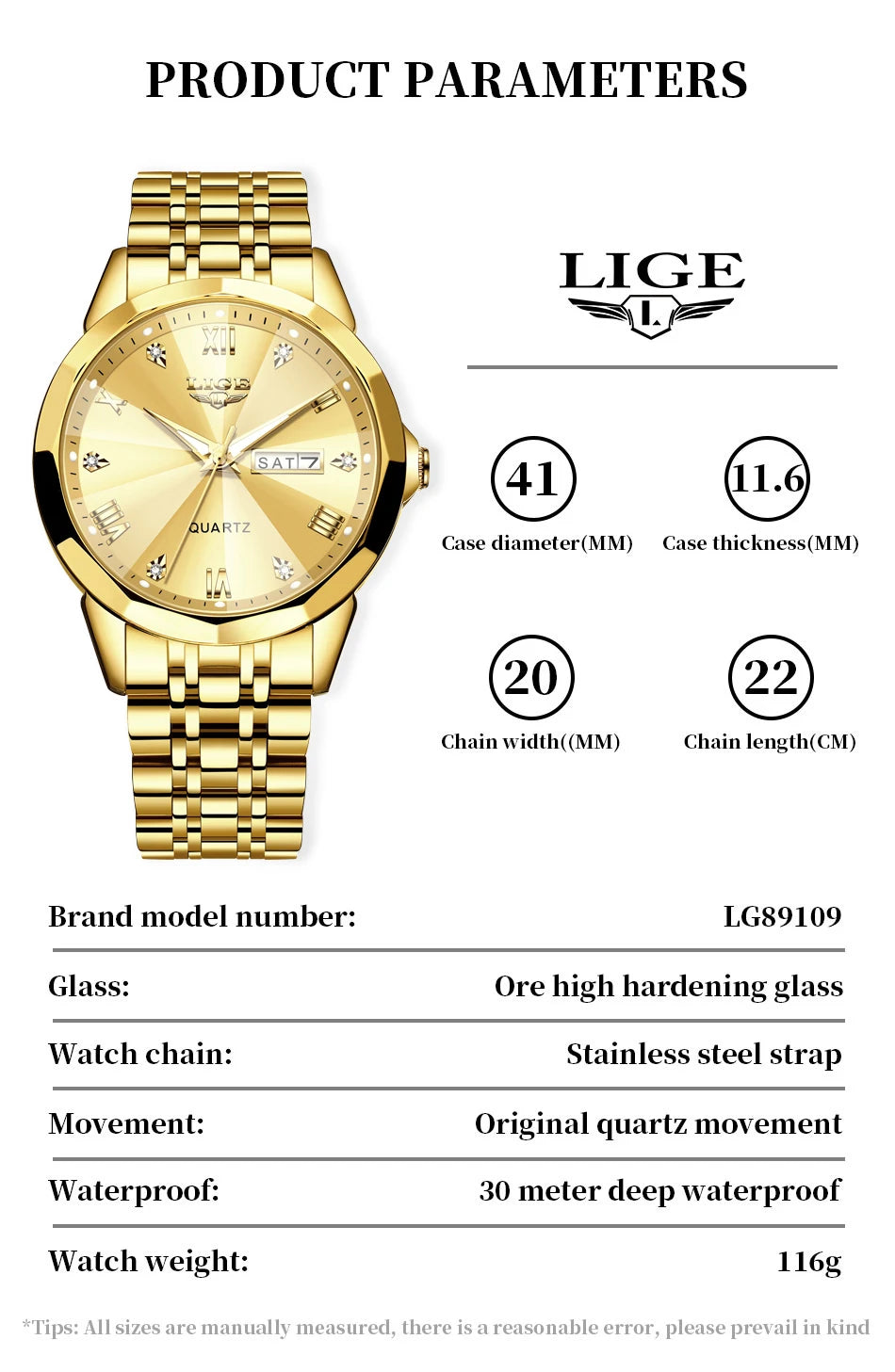 Montre Femme LIGE Luxe Acier Inoxydable - Étanche Lumineuse Date Quartz Cadeau | MDN