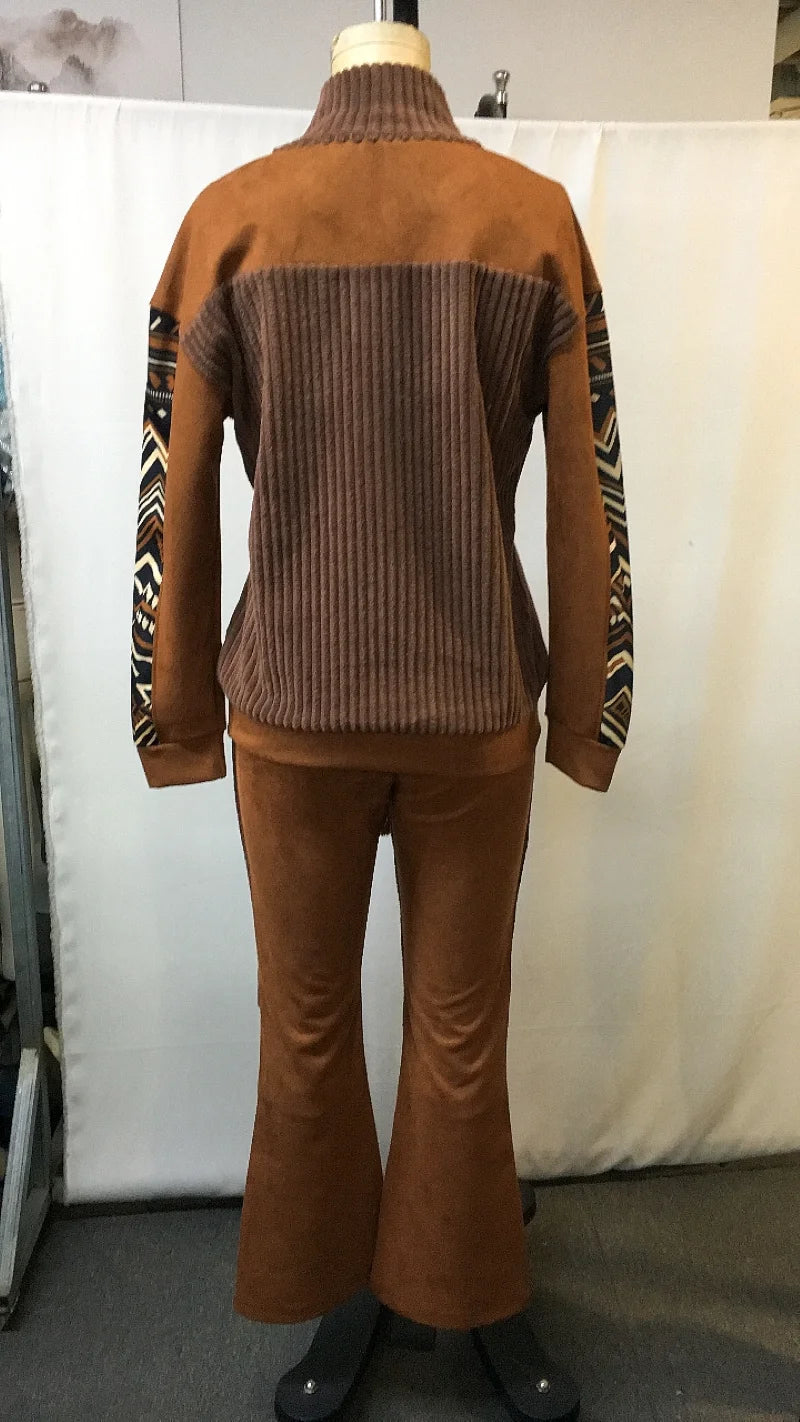 Ensemble Sweatshirt Col Montant & Pantalon Femme - Style Ethnique | MDN Store