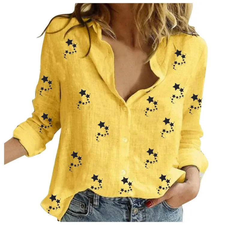 blouse-femme-vintage-coton-lin-manches-longues - MDN Store 25