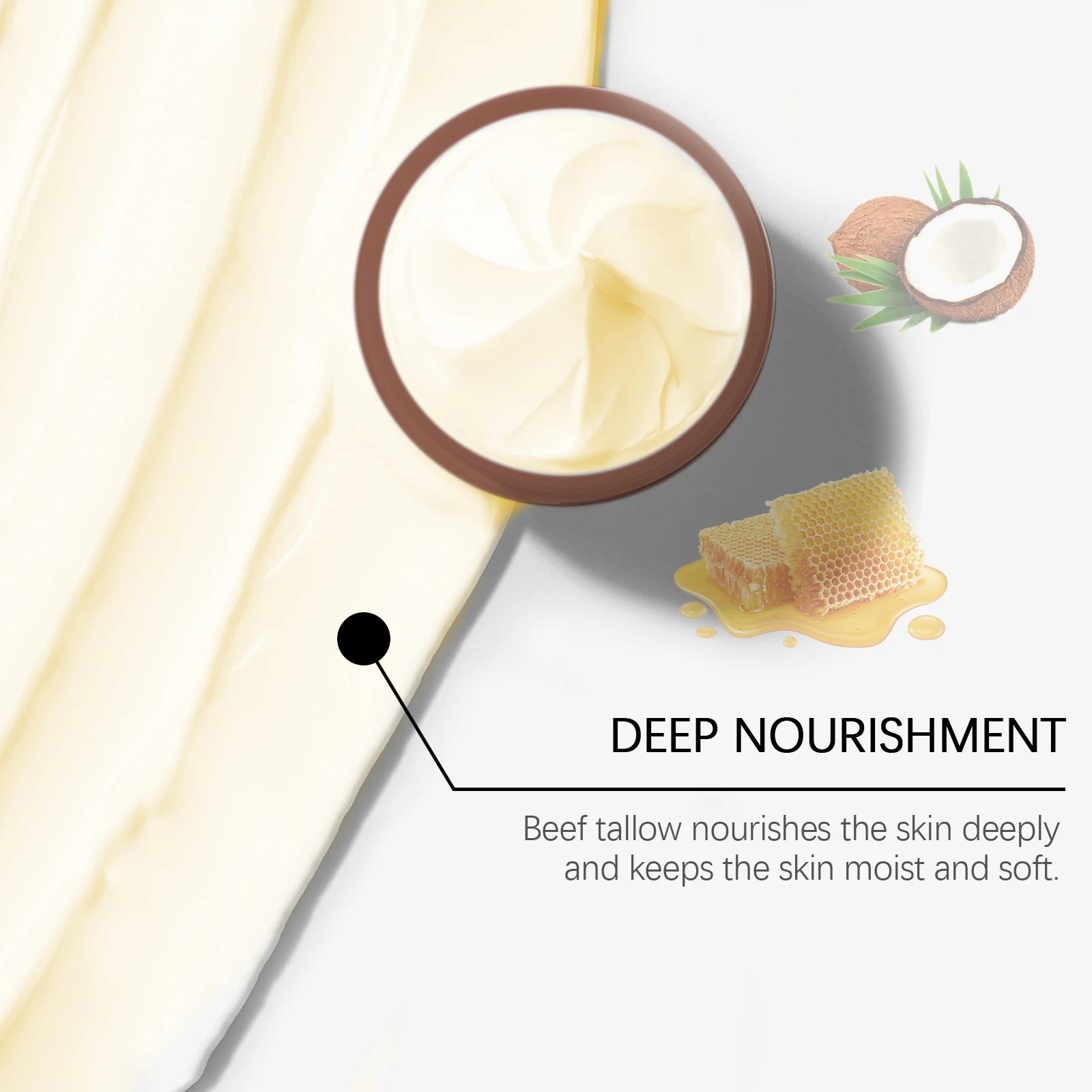 Crème Visage Suif de Bœuf Miel Hydratant Réparateur Élasticité 120g | MDN Store