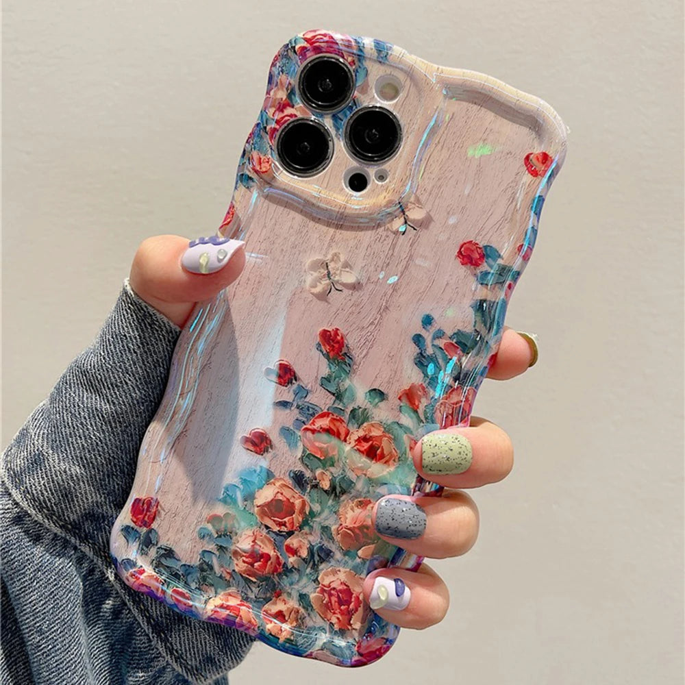 Coque iPhone Peinture Fleurs Rétro - 16 15 14 13 12 Pro Max | MDN Store
