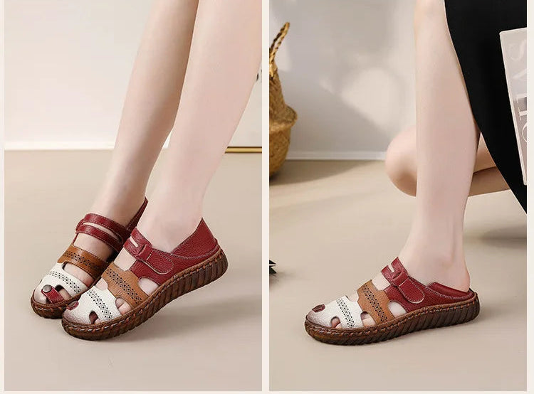 Sandales Cuir Plates Bout Fermé Lorilury | MDN Store