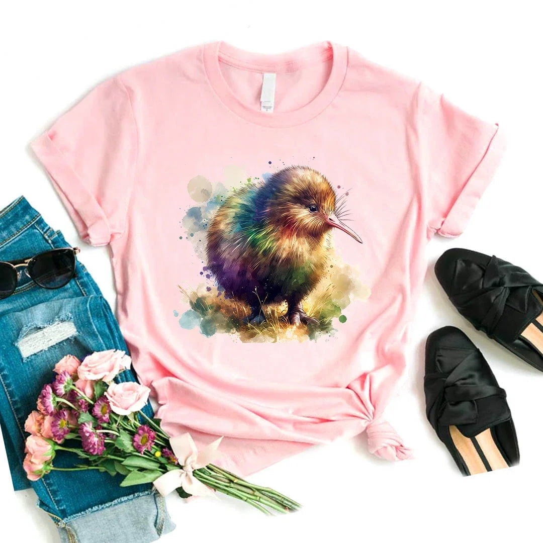 T-Chemise Kiwi Aquarelle Rose Kawaii Femme | MDN Store