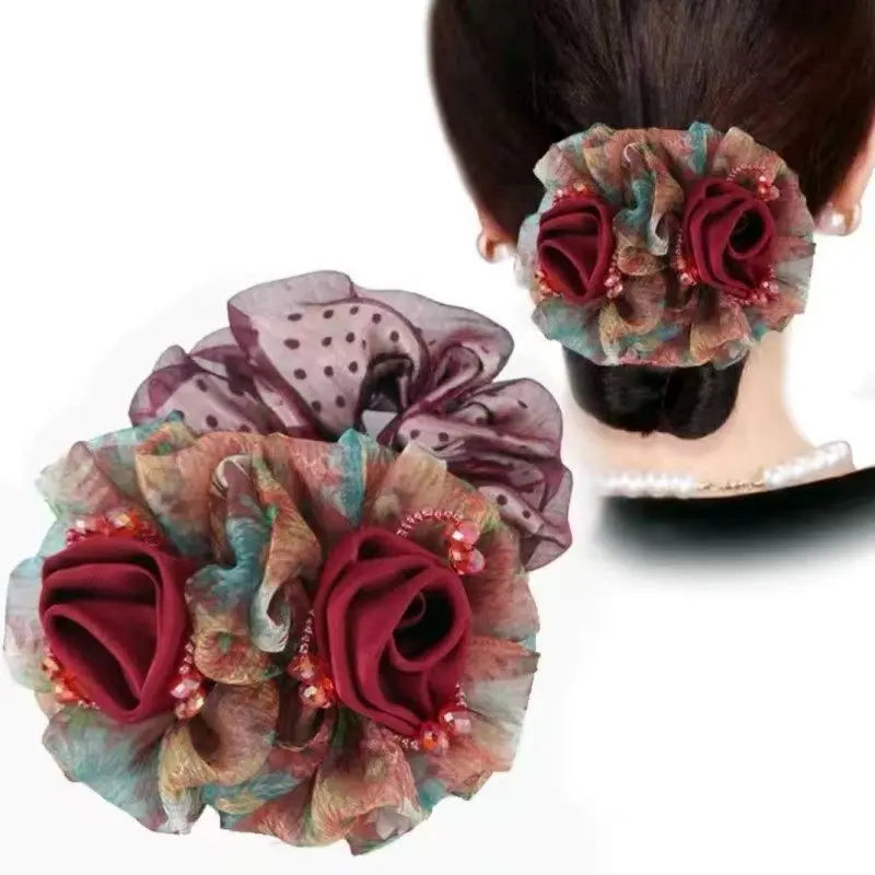 Chouchou Fleur Maille Large Élégant - Élastique Chignon Femme | MDN Store