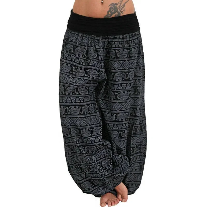 Pantalon Harem Femme Imprimé Géométrique Rouge | MDN Store