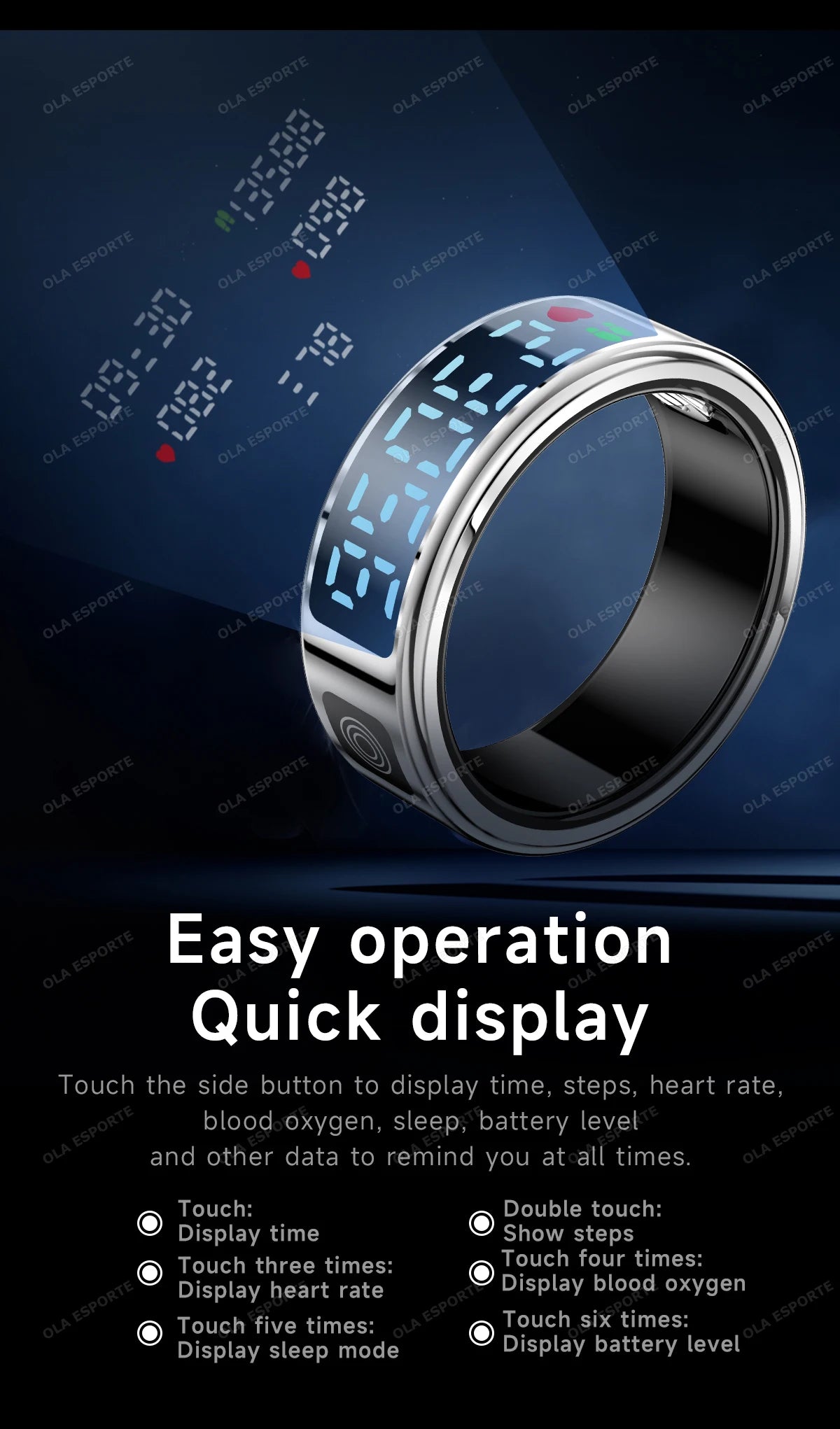 Bague Connectée Écran Tactile Charge Sans Fil Étanche 5ATM | MDN Store