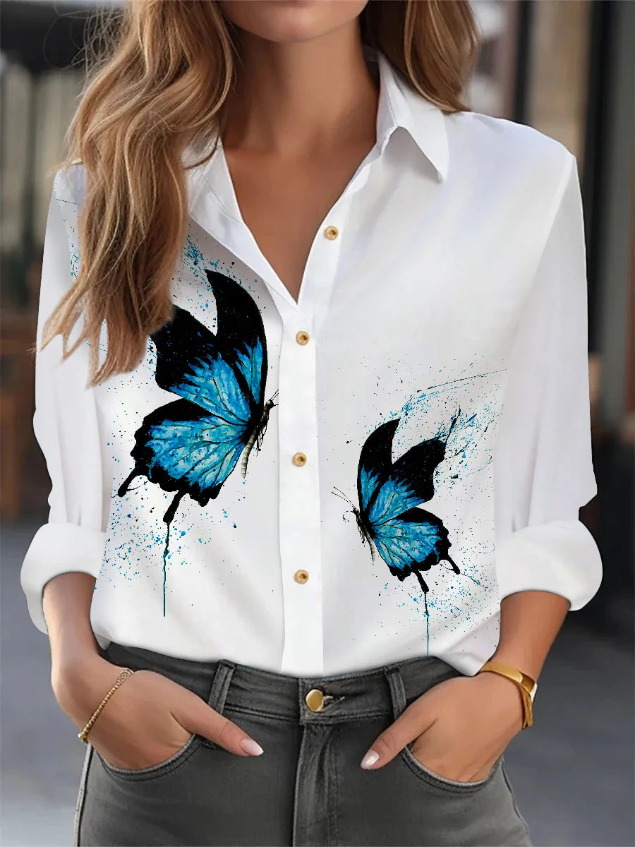 Chemise Loose Imprimée Femme Manches Longues | MDN