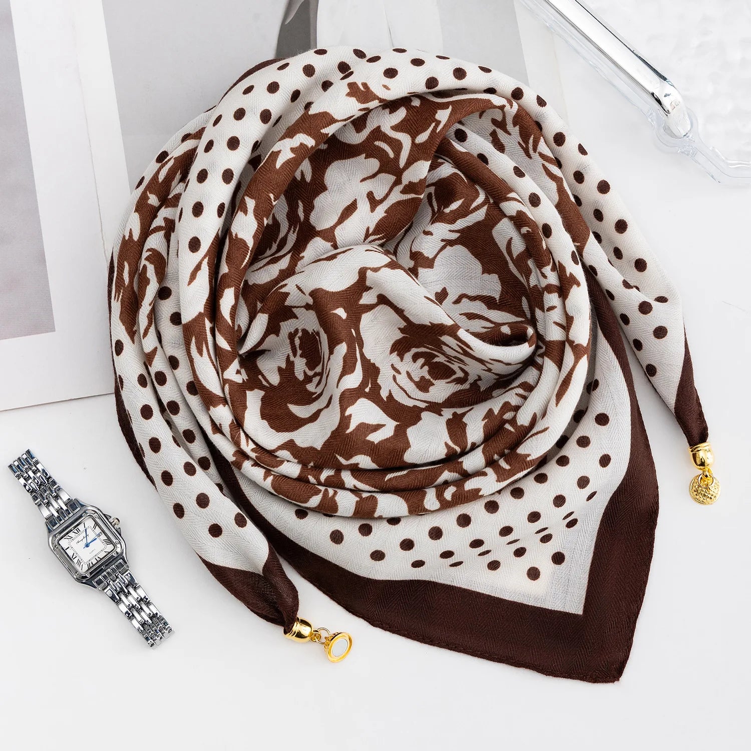 Foulard Soie Boucle Magnétique Rayé Femme | MDN Store