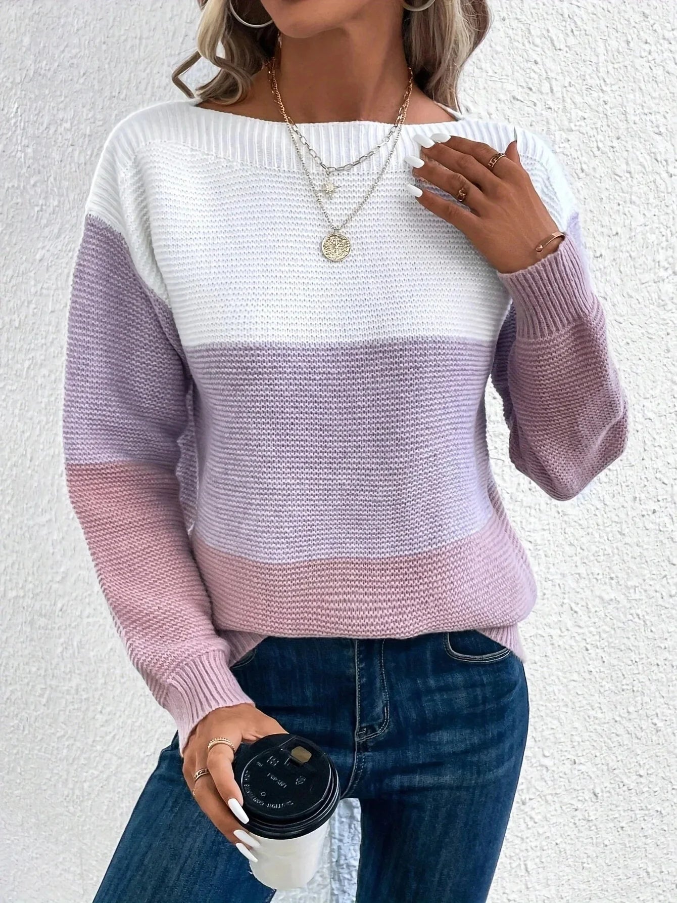 Pull Femme Ample Col Rond Tricote Epais 8 Coloris Automne Hiver | MDN Store