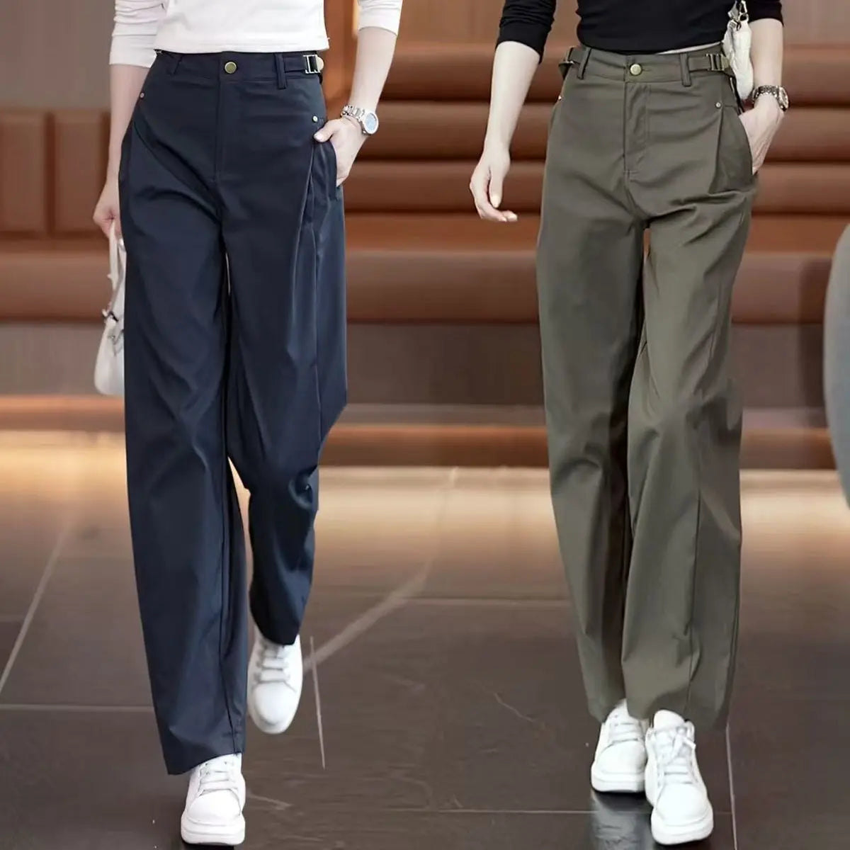pantalon-large-vert-armee-pour-femme-nouvelle-coll - MDN Store 25