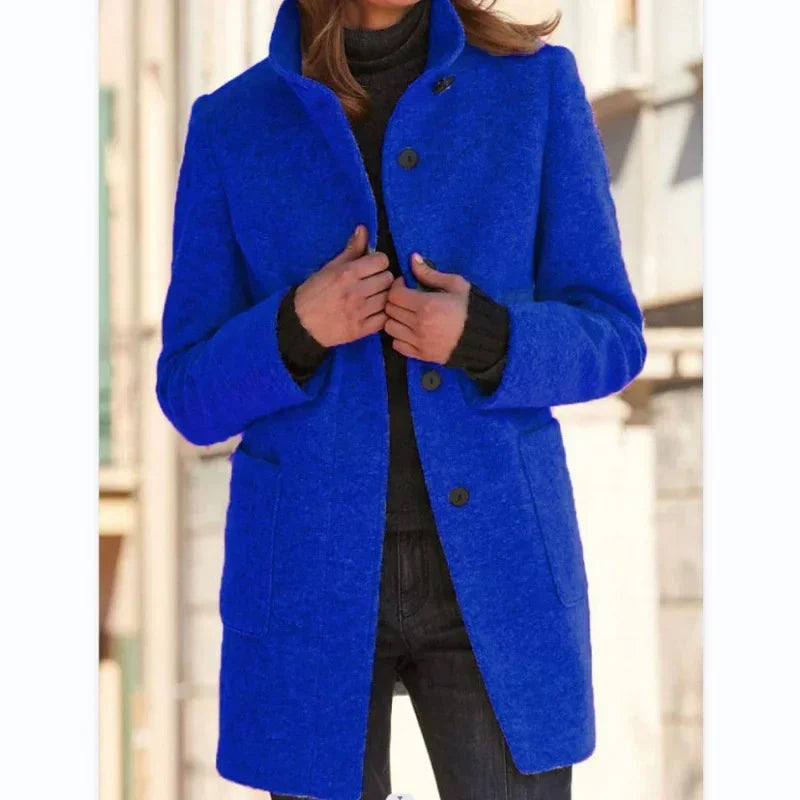 Manteau Femme Tweed Col Montant Vintage - Long Cardigan Automne Hiver | MDN Store