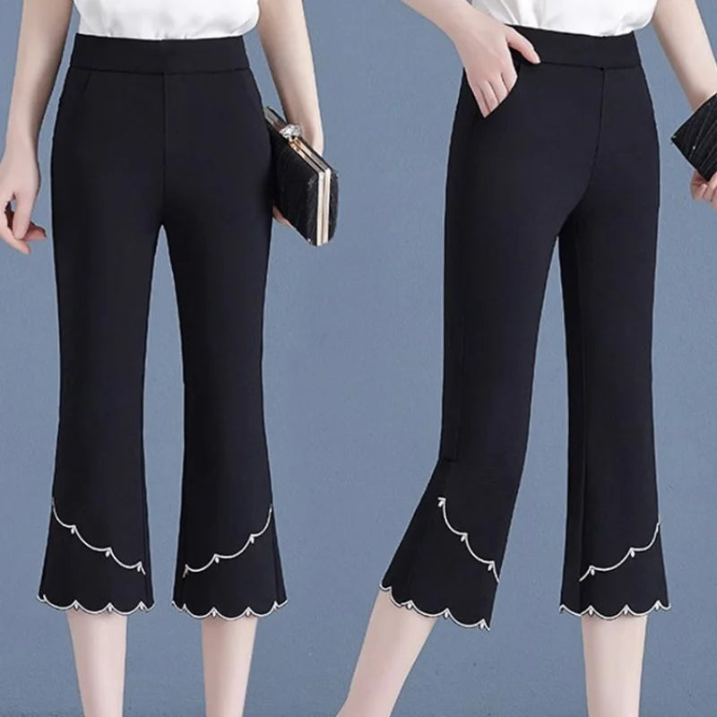 Pantalon Soie Glacée Évasé Taille Haute | MDN Store