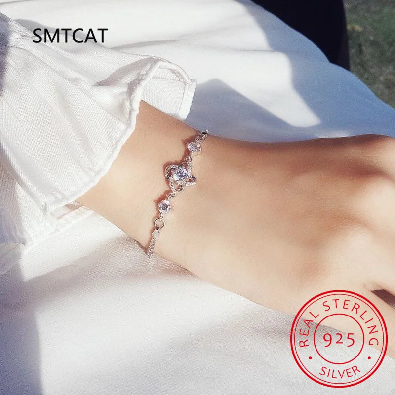 Bracelet Argent 925 Trèfle Moissanite Femme | MDN