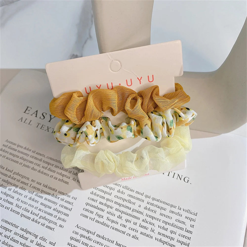 Lot de 3 Chouchous Satin à Motifs Fleurs - Élastiques Cheveux | MDN Store