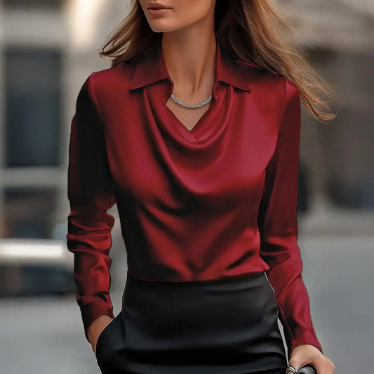 Chemise Femme Satin Col Revers Élégante | MDN