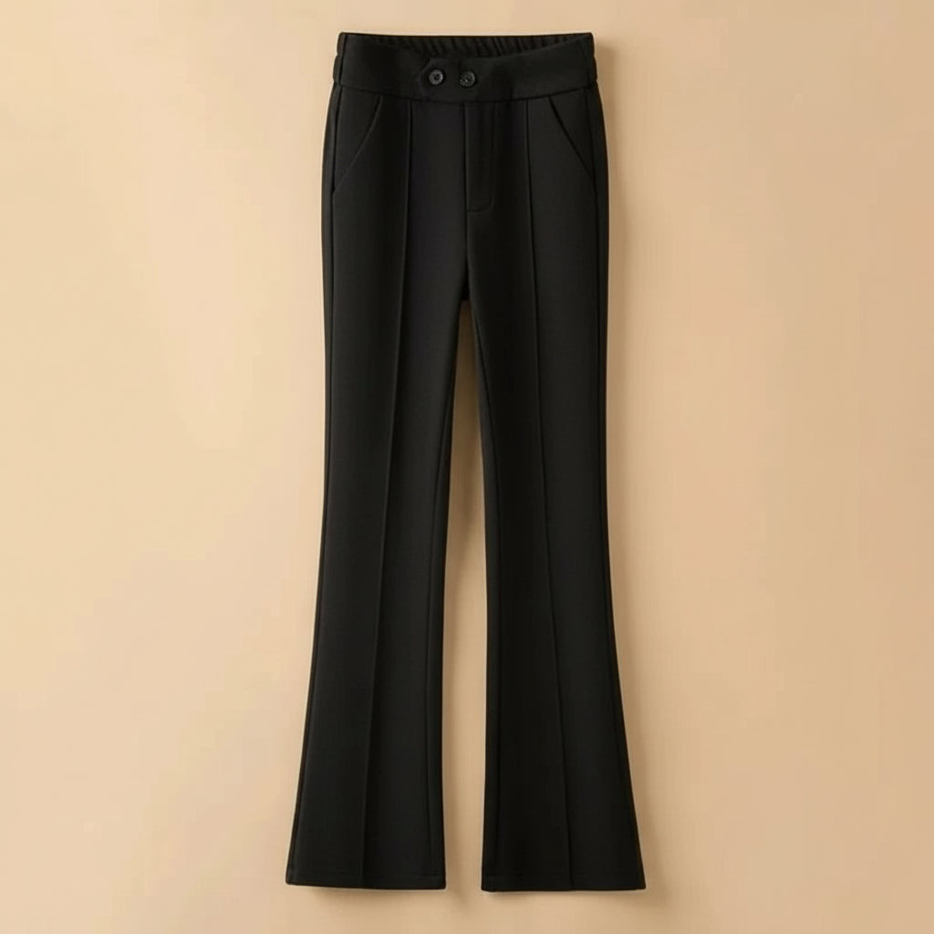 Pantalon Laine Évasé Femme Gris Clair Bureau | MDN Store