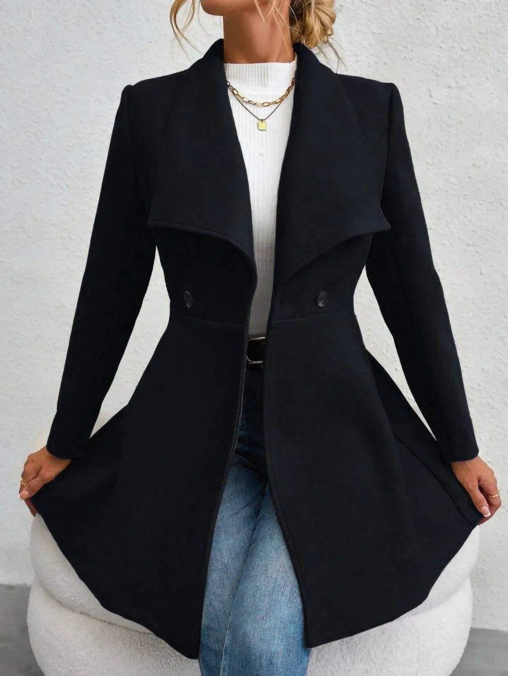 Manteau Laine Melee Femme Trench Elegant Bureau | MDN Store 25