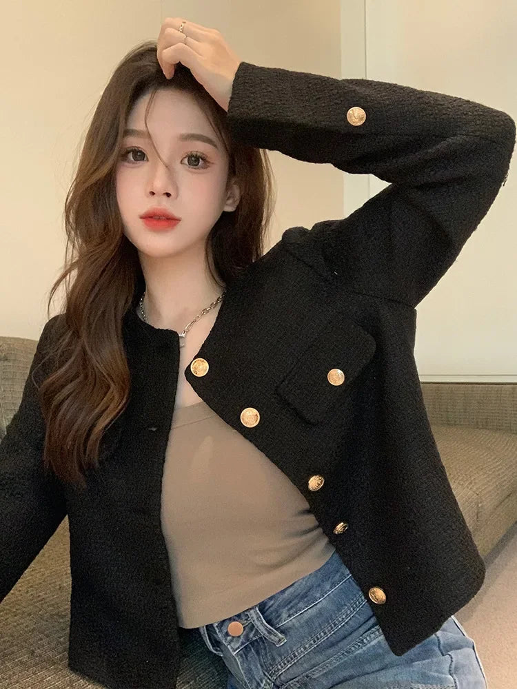 Veste Tweed Courte Élégante Femme Automne-Hiver | MDN