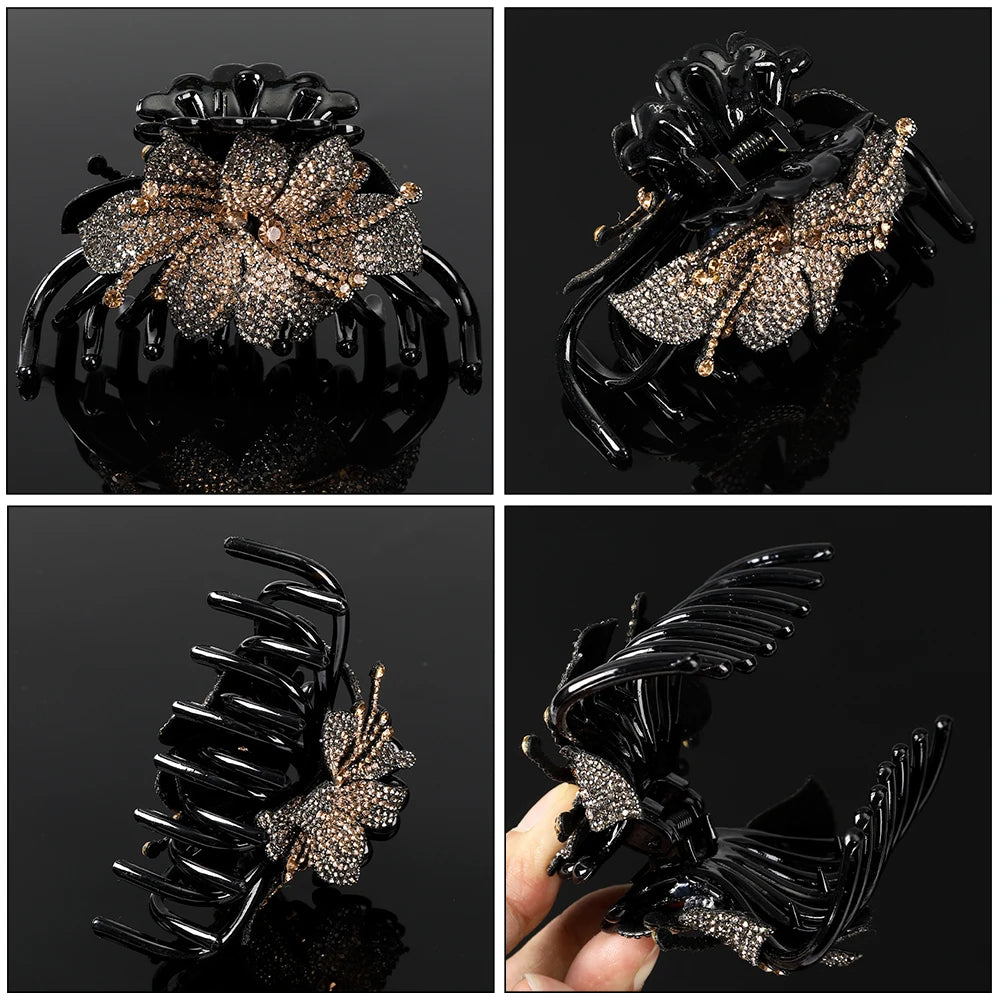 Pince Cheveux Fleur Strass Luxe Coréenne - Barrette Crabe Élégante | MDN Store