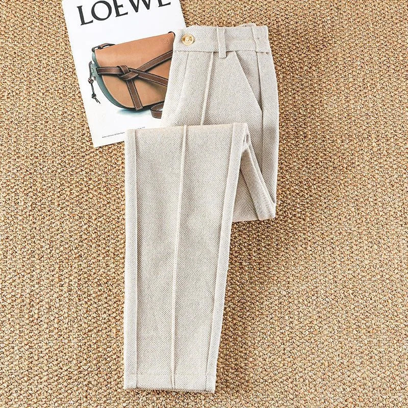 Pantalon Femme Laine Taille Haute Velours Hiver Chaud | MDN Store