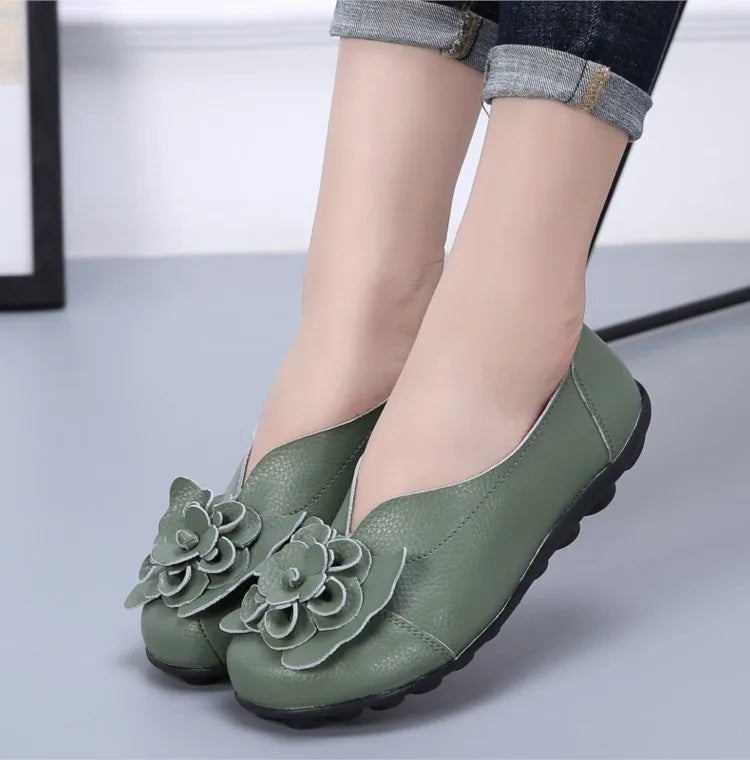 Ballerines Cuir Fleur Élégantes Grande Taille | MDN Store