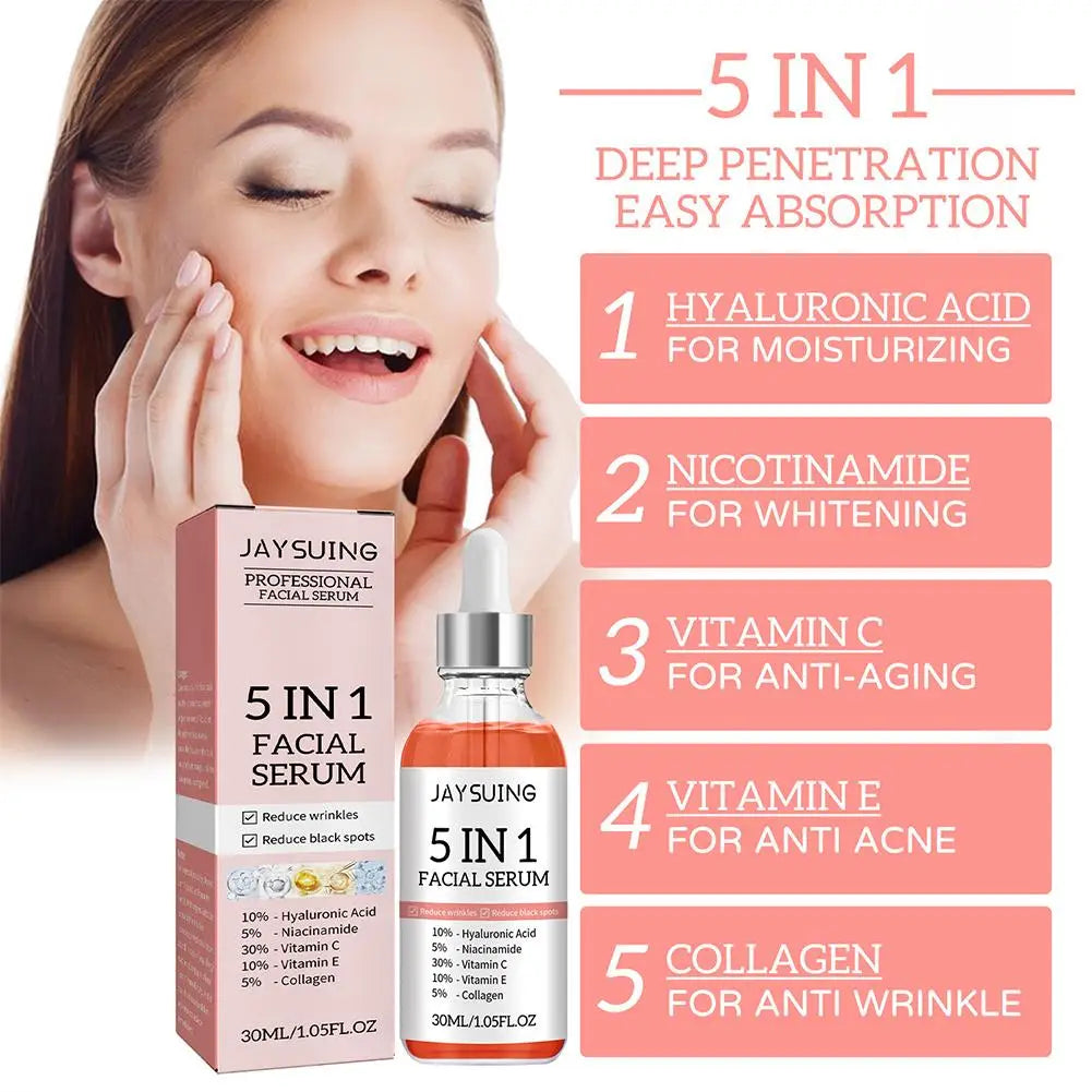 Sérum Visage 5 en 1 Vitamine C 30% Niacinamide Acide Hyaluronique Anti-Rides | MDN Store